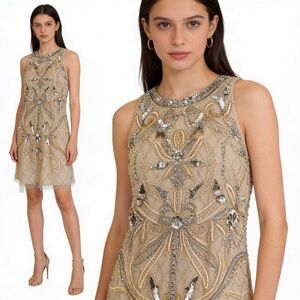 AIDAN MATTOX Embroidered Sequin Cocktail Dress Size 4 NEW